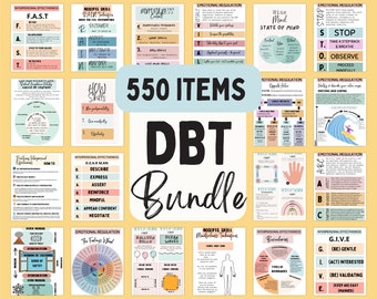 DBT bundle, DBT Worksheets, DBT Cheat Sheet, dbt skills, dbt workbooks, dbt handout, emotional regulation, dbt journal prompts, dbt resource