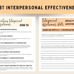 DBT interpersonal effectiveness worksheets,dbt bundle, DBT worksheets, DBT coping Skills, emotional regulation,personal boundaries worksheet