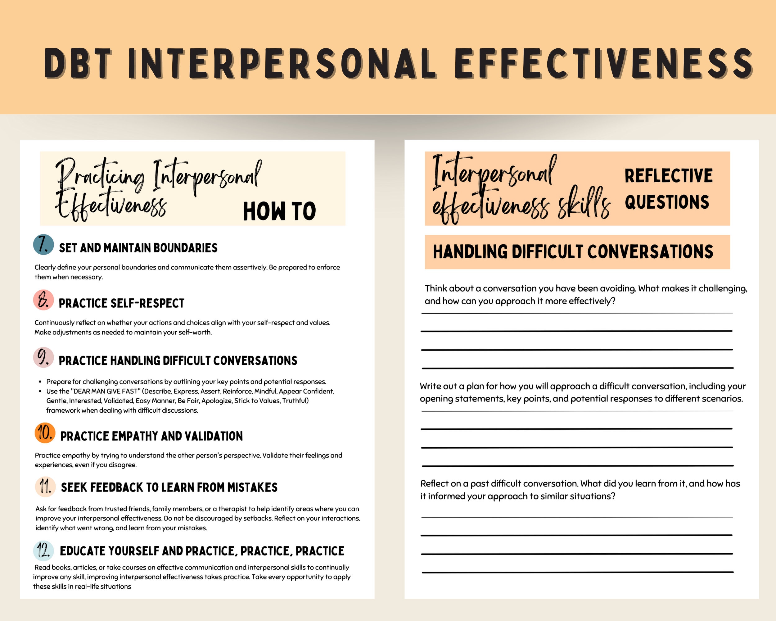 DBT Interpersonal Effectiveness Worksheets,dbt Bundle, DBT Worksheets, DBT  Coping Skills, Emotional Regulation,personal Boundaries Worksheet - Etsy, image size:2500x2000
