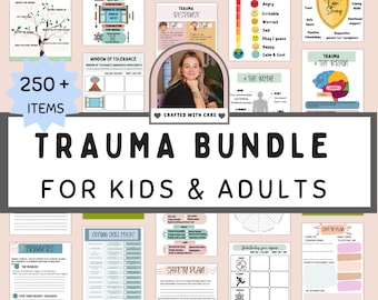 Trauma bundle, Trauma workbook adult, trauma workbook for kids, trauma therapy, trauma worksheets, PTSD Worksheets, Trauma Processing,c-ptsd