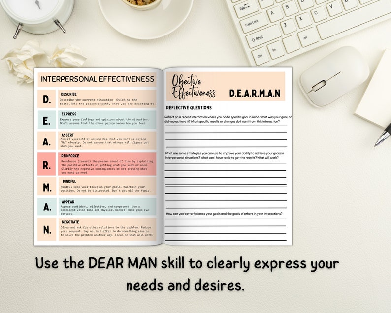 DBT interpersonal effectiveness worksheets,dbt bundle, DBT worksheets, DBT coping Skills, emotional regulation,personal boundaries worksheet image 7