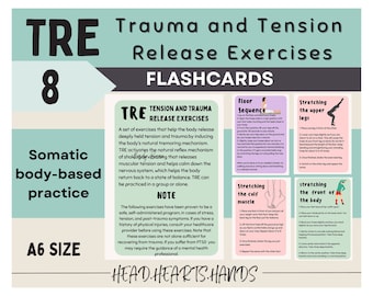 TRE flashcards, tension and trauma-releasing exercises, Somatic therapy coping skills, trauma therapy, Somatic healing therapy, CPTSD, PTSD