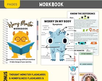 worry monster for kids, therapy for kids, worksheets for children, anxiety relief for kids, emotional regulation, social-emotional learning