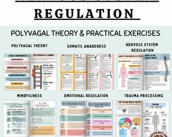 Nervous System Regulation Workbook, Polyvagal Theory , Somatic Exercises, Vagus Vagal Nerve Therapy Techniques Worksheets, Co-regulation