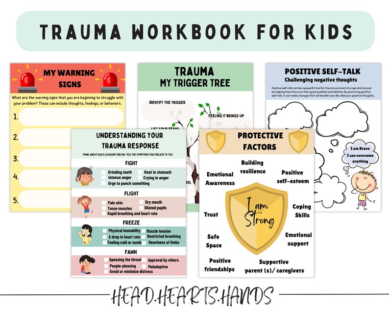 Trauma Bundle, Trauma Workbook Adult, Trauma Workbook for Kids, Trauma