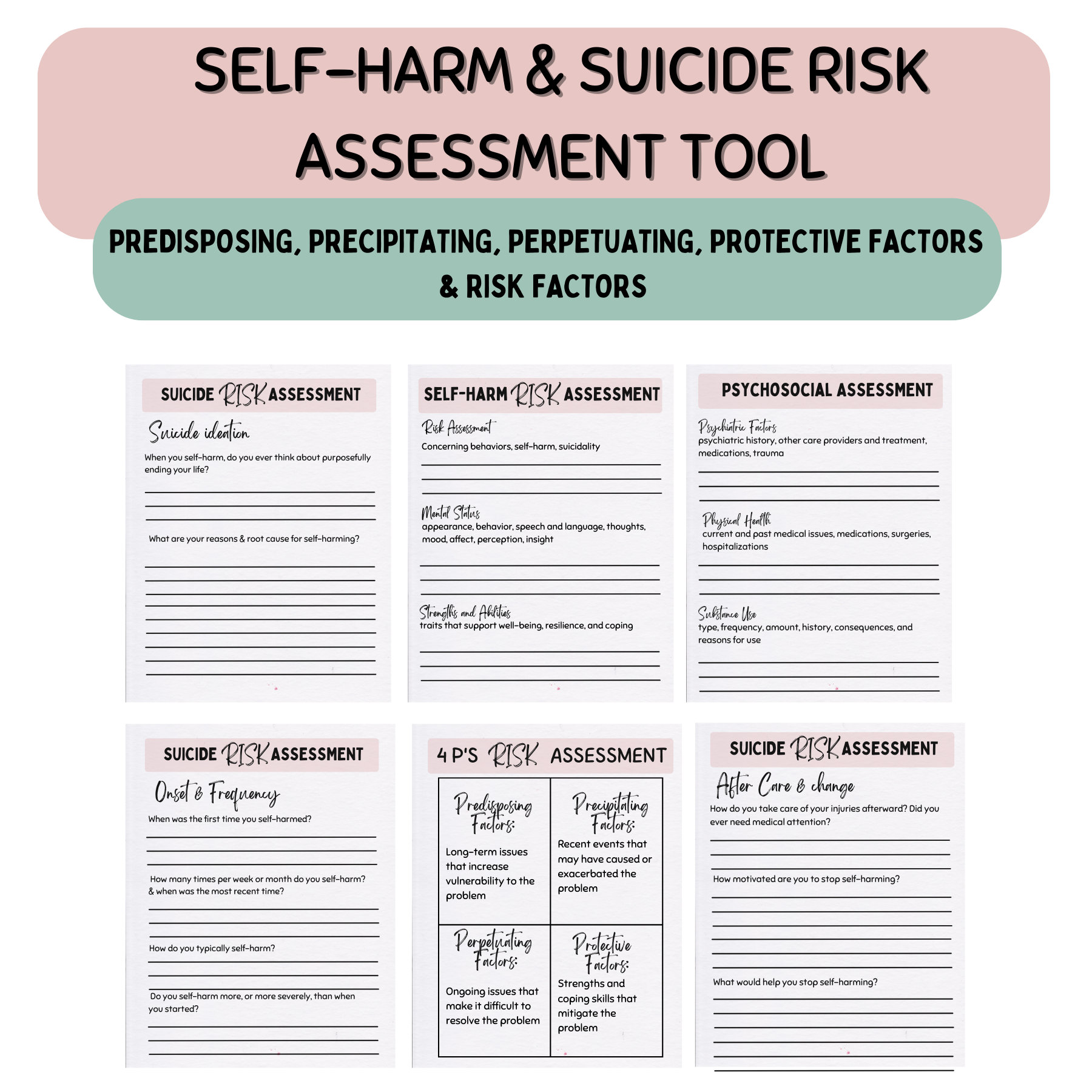 Suicide Risk Assessment & Safety Plan Template (PDF) - Etsy