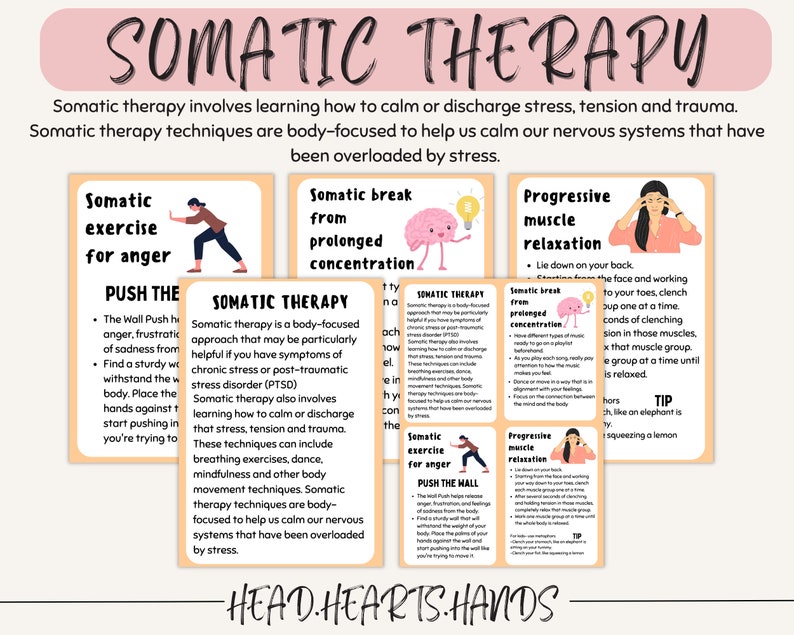 Paquete de tarjetas didácticas de Conciencia Somática, ejercicios para el diario de Conciencia Somática, ejercicios de Terapia Somática, Teoría Polivagal, Terapia para el TEPT, TEPT complejo imagen 6