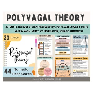 Polyvagal Theory cheat sheet chart, nervous system regulation, Somatic therapy, Regulating the Nervous System, Polyvagal worksheet,CPTSD