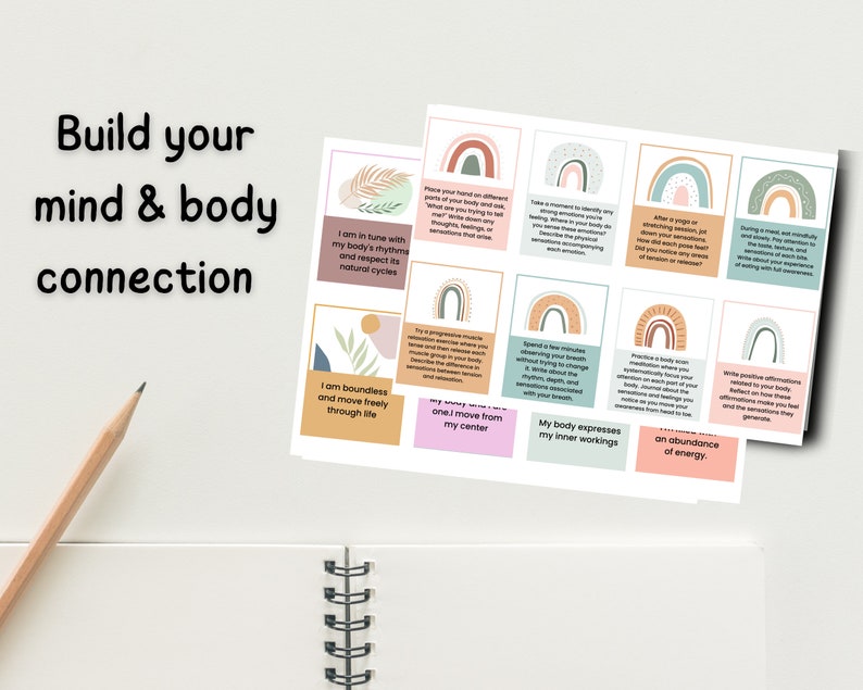 Paquete de tarjetas didácticas de Conciencia Somática, ejercicios para el diario de Conciencia Somática, ejercicios de Terapia Somática, Teoría Polivagal, Terapia para el TEPT, TEPT complejo imagen 2
