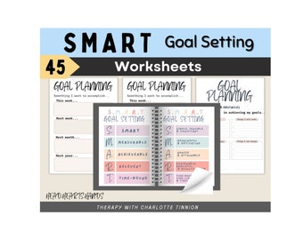 SMART Goal setting worksheets, SMART goals setting, CBT worksheets, counseling worksheets, goal planners, decision planner worksheets, sel