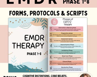 EMDR scripts phase 1-8, EMDR therapy, Eye Movement Desensitization and Reprocessing, EMDR for clients , emdr worksheets, emdr session notes