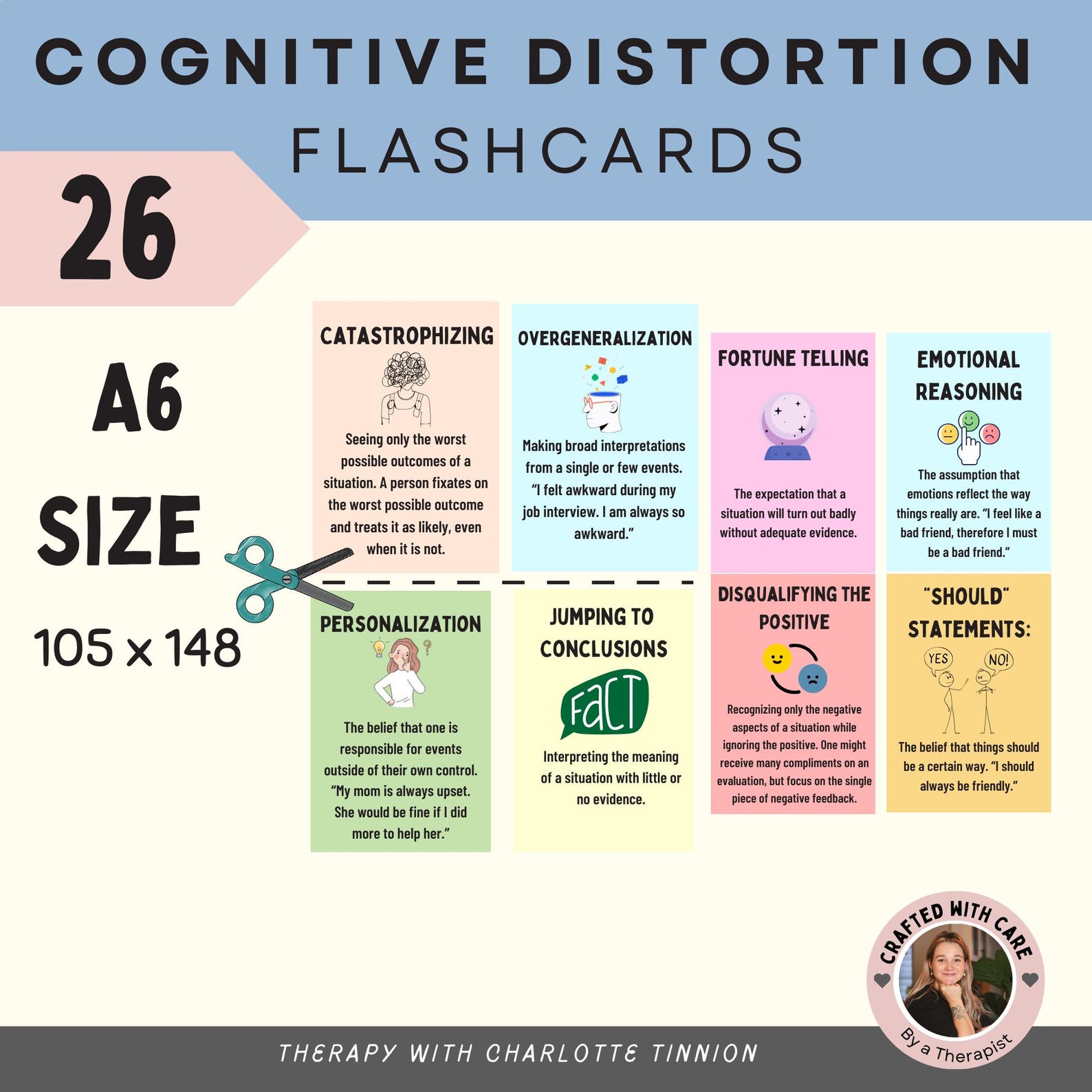 Cognitive Distortions Flashcards, CBT Therapy Tool - Etsy