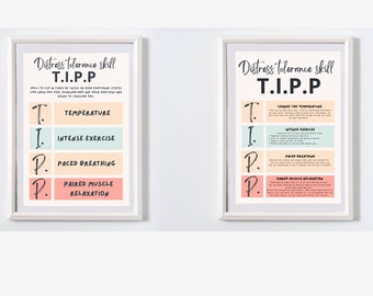 DBT distress tolerance poster bundle, DBT posters, ACT poster, coping skills posters, Therapy Office Decor, Counselling posters, Psychology