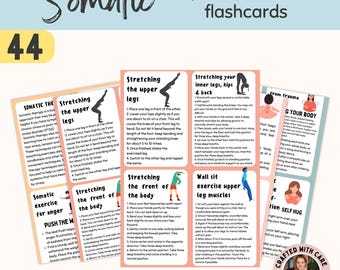 Somatic Therapy Exercise Cards, somatic awareness flashcards, nervous system regulation, Somatic Exercises, Polyvagal Theory, mindfulness