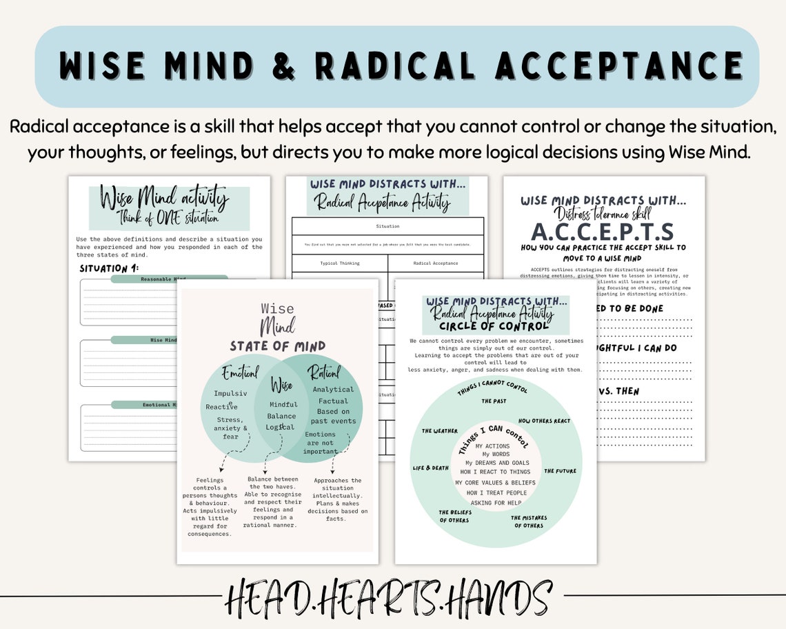 Wise Mind DBT Worksheets, Radical Acceptance (PDF Pattern) - Etsy