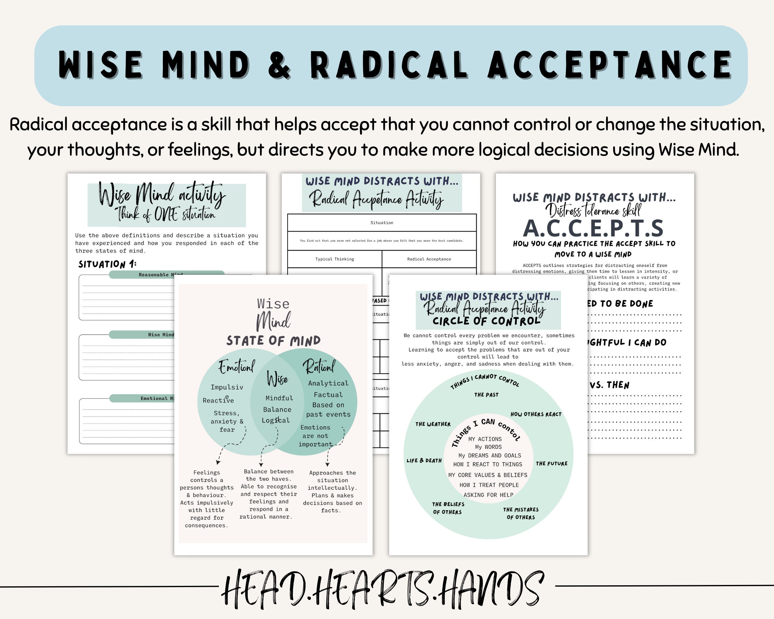 Wise Mind DBT Worksheets, Radical Acceptance (PDF Pattern) - Etsy