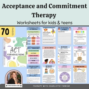 ACT for teens worksheets, acceptance and commitment therapy, ACT workbook for kids, act therapy, act worksheets, cognitive defusion, DBT