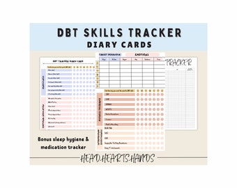 DBT Skills Tracker, dbt Diary Card, Dialectical Behavior Therapy, DBT cheat sheet, DBT therapy, c-ptsd, Mood Tracker, bpd, coping skills