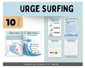 Urge Surfing Technique, Substance Use Worksheet, Addiction Therapy, Recovery Sobriety Worksheet, emotional regulation, Mindfulness Scripts