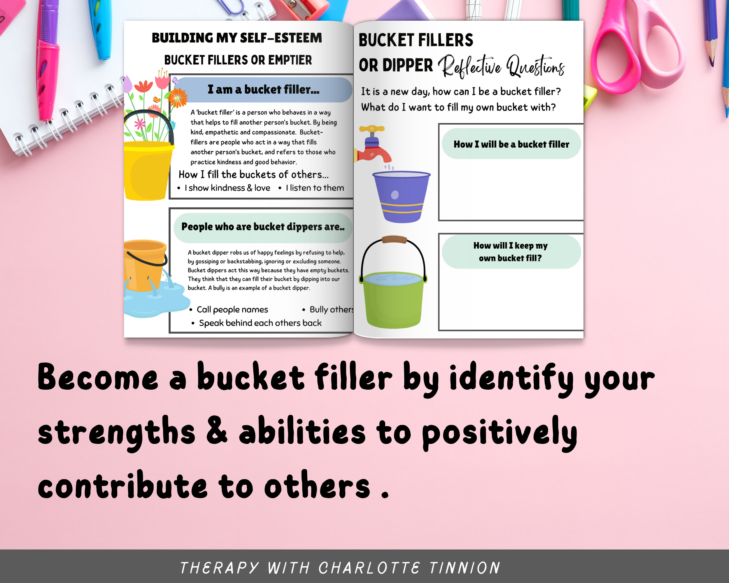 Selfesteem Worksheets Kids, Selfesteem Bucket, Teen Therapy