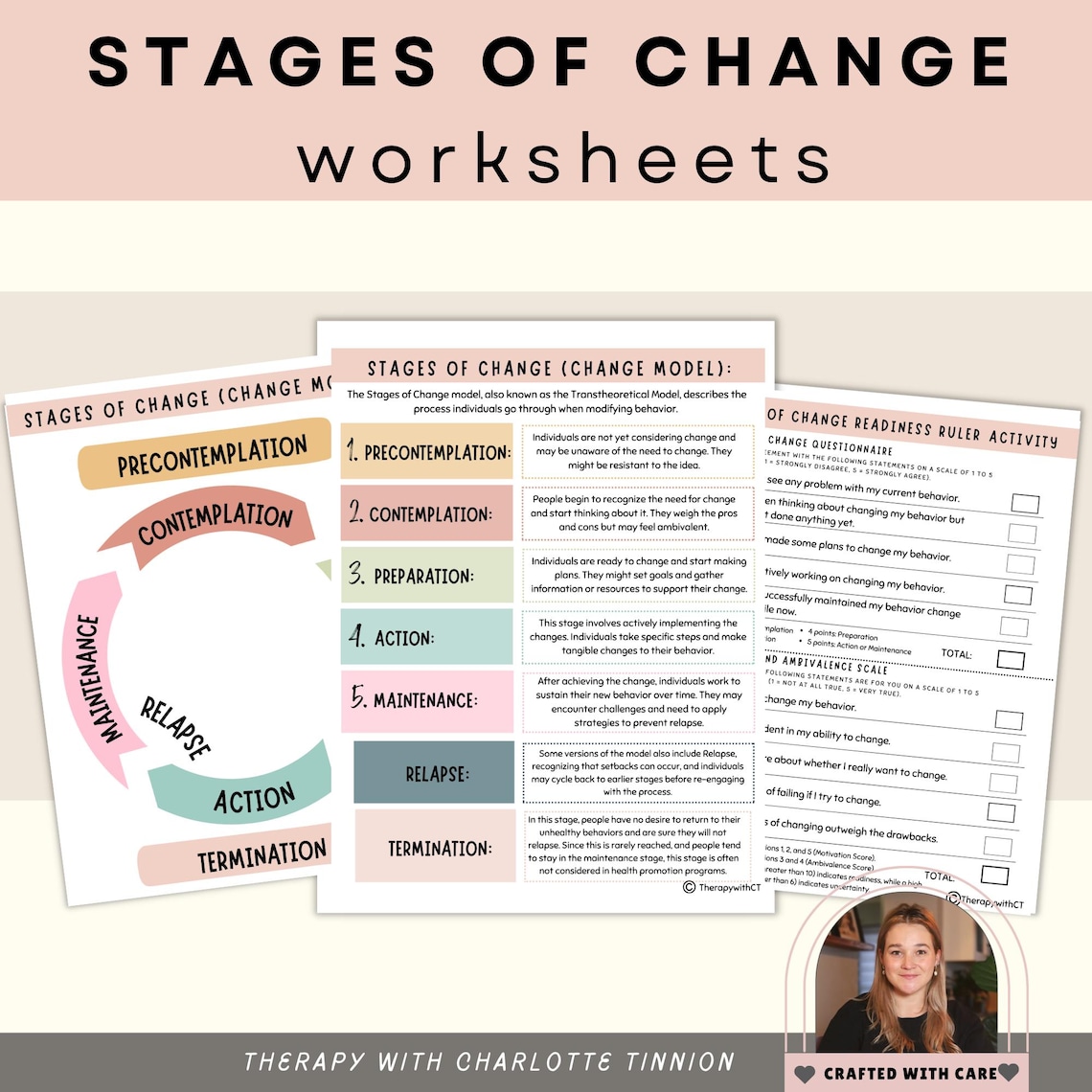 Stages of Change Worksheet, Motivational Interviewing (digital Download ...