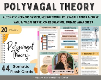 Polyvagaaltheorie spiekbriefje, regulering van het zenuwstelsel, somatische therapie, regulering van het zenuwstelsel, polyvagaal werkblad, CPTSD