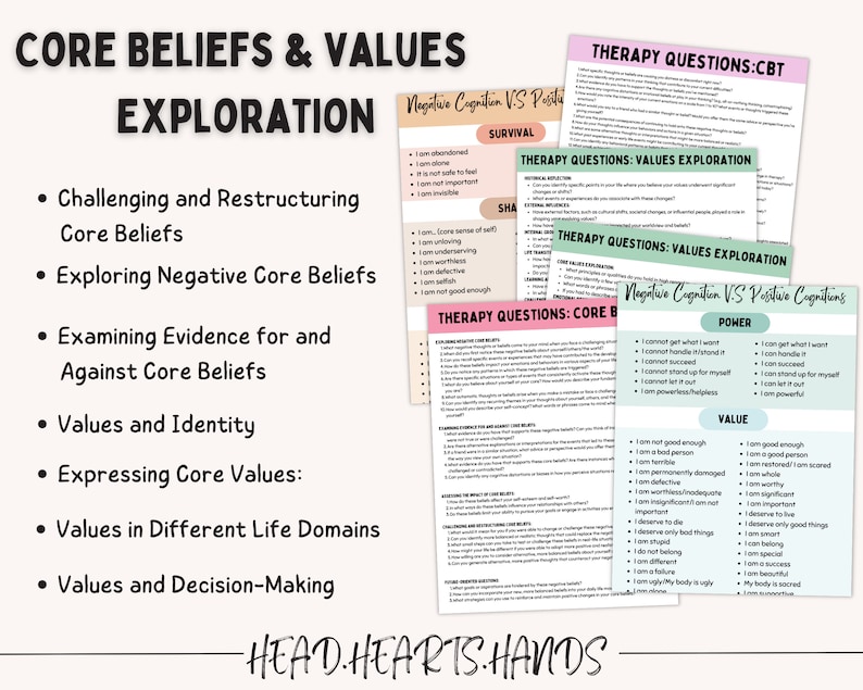 Values Session Core Beliefs and Values Exploration, CBT, Core Beliefs Work, Cognitive ...