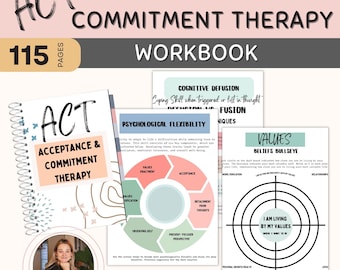 Cahier d'exercices ACT, thérapie d'acceptation et d'engagement, Hexaflex (téléchargement numérique)
