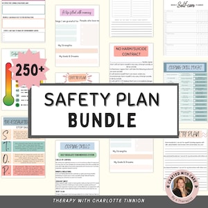 Safety plan bundle, Safety plan worksheets, crisis plan workbook, therapy office forms, therapy worksheets, therapy tools, trauma therapy