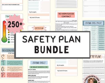 Safety Plan Workbook Bundle, Crisis & Trauma Therapy Worksheets