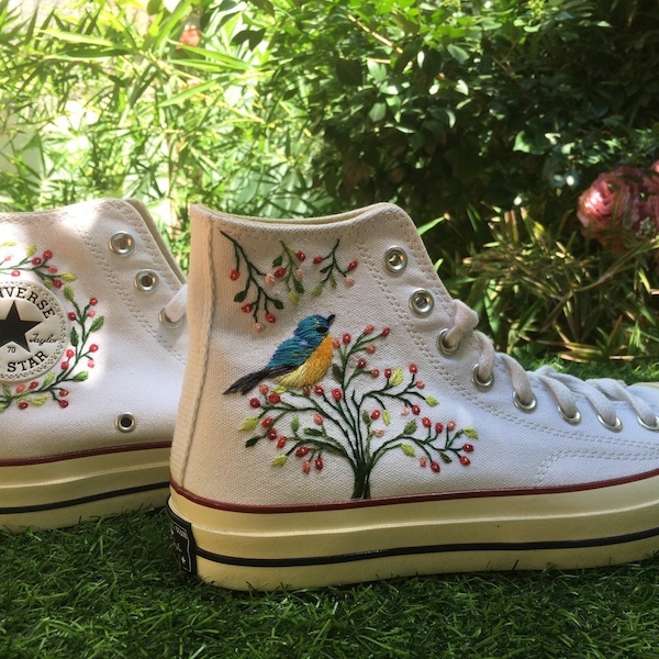 Customs Embroidered Converse Chuck Taylor 1970s | Converse Custom SunFlower Embroidery | Custom Converse  Embroidery, Wedding Converse Shoes