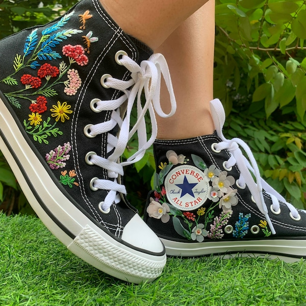 Customs Embroidered Converse Chuck Taylor 1970s | Converse Custom SunFlower Embroidery | Custom Converse  Embroidery, Wedding Converse Shoes