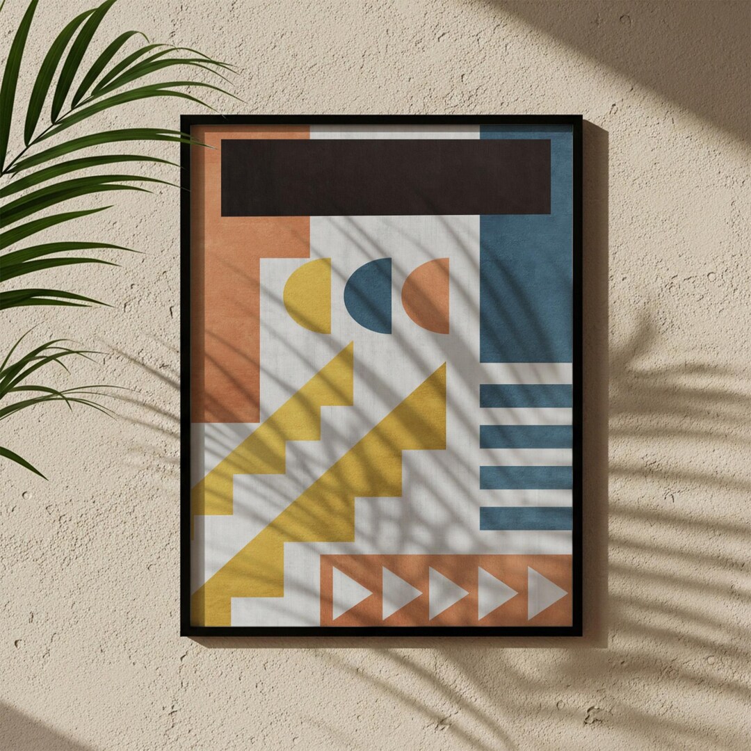Bauhaus Geometric Wall Art, Mid Century Modern Decor Print, Abstract ...