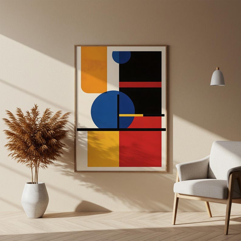 Vintage Bauhaus Art Print, Mid Century Modern Geometric Wall Decor ...