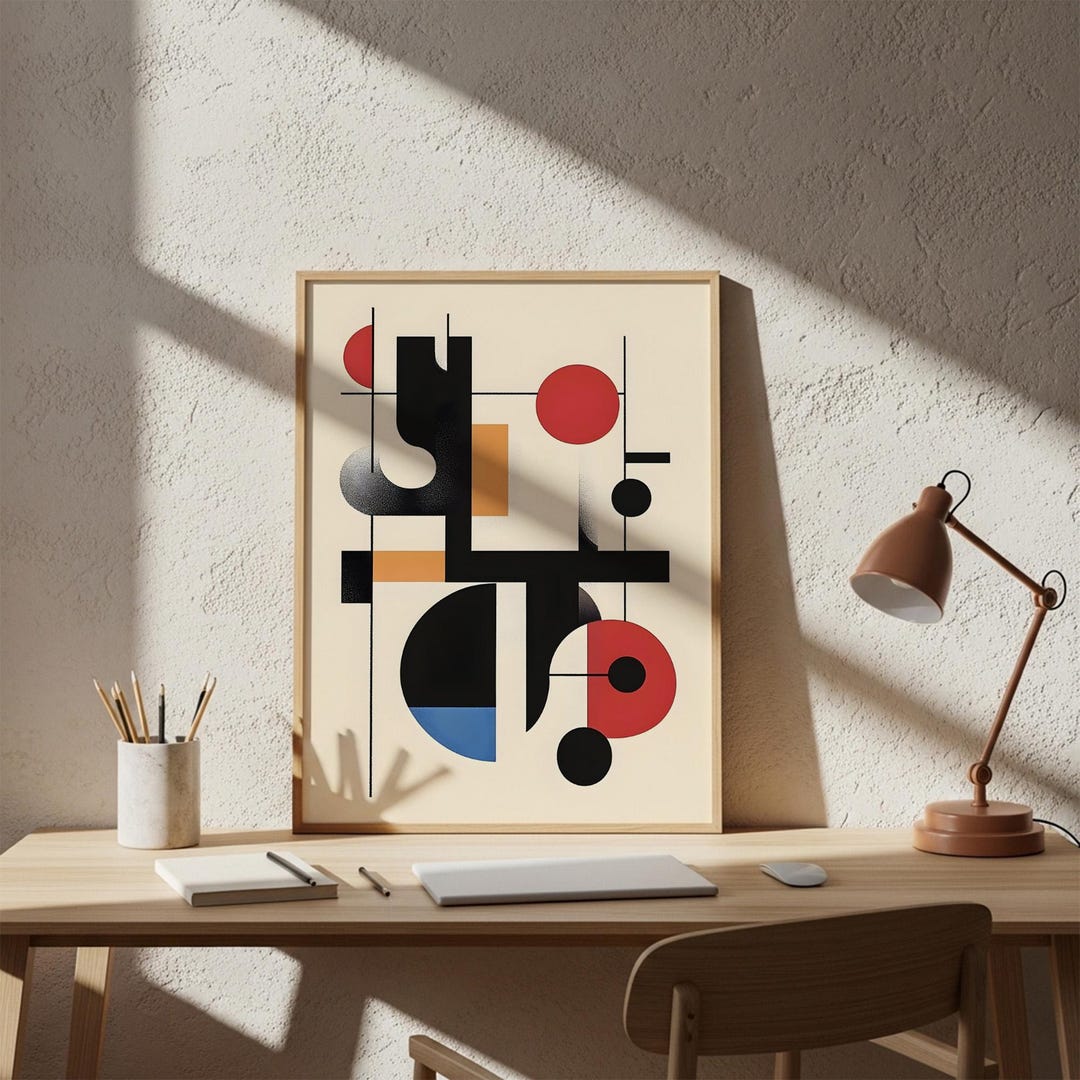 Vintage Geometric Abstract Art Print, Retro Mid Century Modern Wall ...
