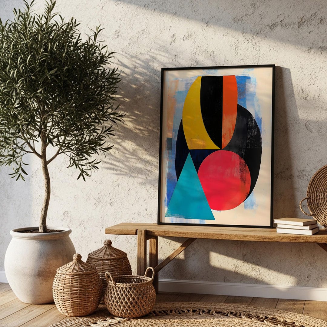 Abstract Geometric Wall Art Print, Mid Century Modern Decor, Bold ...