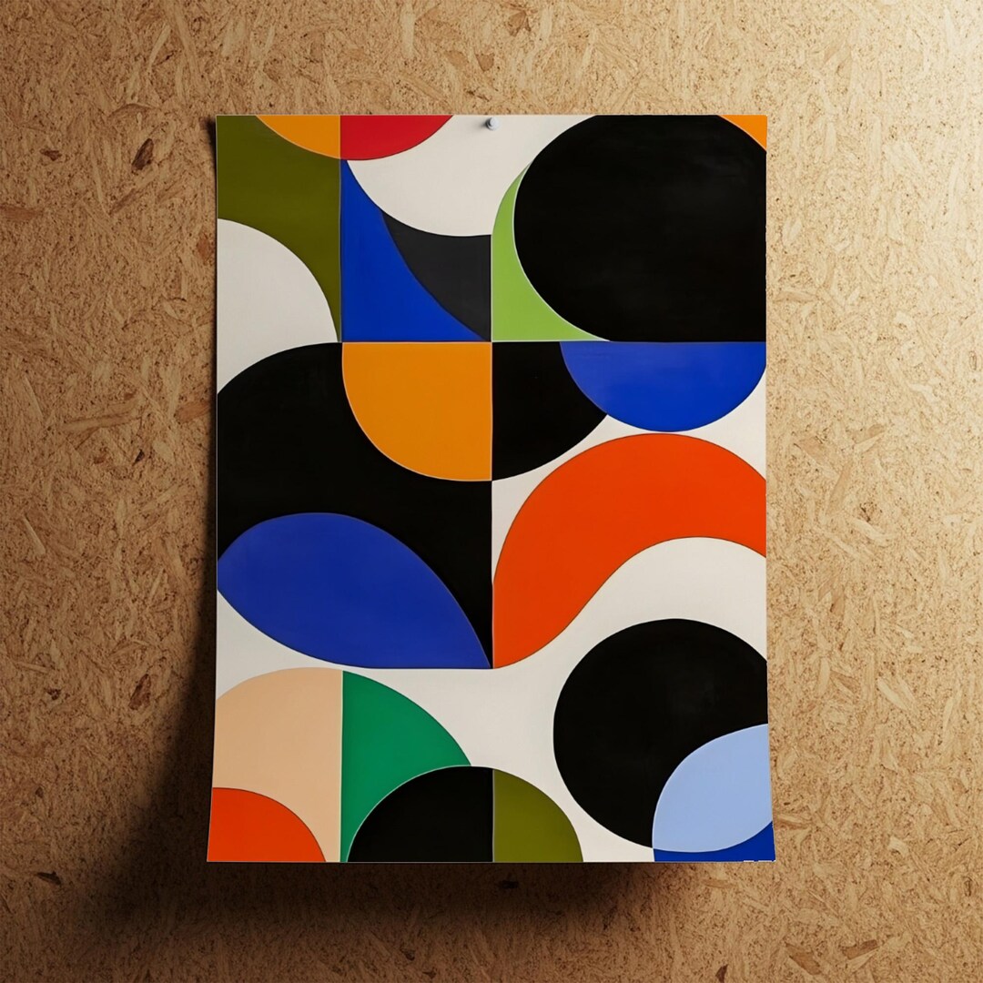 Mid Century Modern Abstract Print, Bold Geometric Shapes Wall Decor ...