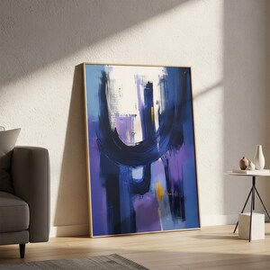 Abstract Blue Purple Wall Art, Modern Minimalist Home Decor, Large Abstract Canvas Print, Contemporary Art Poster