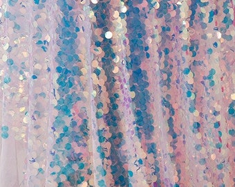 Sequin Fabric,Mermaid Fabric,Gold Fabric,Clear Sequin Fabric,Large Sequin Fabric,Glitter Fabric,Wedding Dress Fabric,Fabric by 1/2 yard