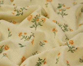 Flower Corduroy Fabric,Pillow Fabric,Yellow Fabric,Corduroy Fabric,Printed Flower Fabric,Soft Fabric, Dress Fabric,Fabric By 1/2 Yard