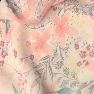Floral Chiffon Fabric,Pink Fabric,Floral Fabric,Printed Floral Fabric,Soft Fabric,Summer Dress Fabric,Fabric By The Yard,Chiffon Fabric