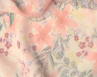 Floral Chiffon Fabric,Pink Fabric,Floral Fabric,Printed Floral Fabric,Soft Fabric,Summer Dress Fabric,Fabric By The Yard,Chiffon Fabric