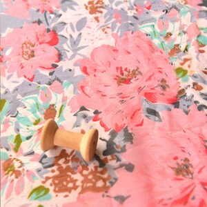 Floral Chiffon Fabric,Pink Chiffon Fabric,Blue Chiffon Fabric,Printed Fabric,Soft Fabric,Summer Dress Fabric,Fabric By Yard,Chiffon Fabric