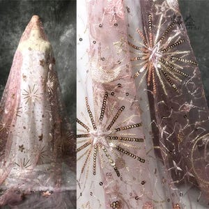 Star Lace Fabric,Wedding Tulle Mesh Fabric,Embroidered Fabric,White Wedding Fabric,Bridal Dress Fabric,Star Fabric,Fabric By The Yard