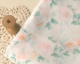 Floral Chiffon Fabric,Rose Fabric,Printed Floral Fabric,Floral Fabric,Soft Fabric,Summer Dress Fabric,Fabric By 1/2 Yard,Chiffon Fabric