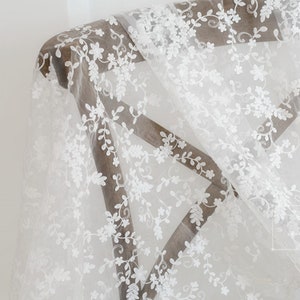 White Organza Fabric,Wedding Organza Fabric,Embroidered Fabric,Wedding Fabric,Bridal Dress Fabric,Flower Fabric,Fabric By 1/2 Yard image 5
