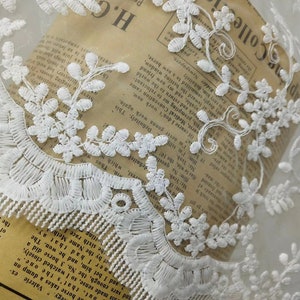 White Organza Fabric,Wedding Organza Fabric,Embroidered Fabric,Wedding Fabric,Bridal Dress Fabric,Flower Fabric,Fabric By 1/2 Yard image 7