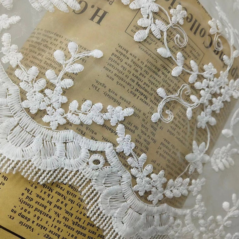 White Organza Fabric,Wedding Organza Fabric,Embroidered Fabric,Wedding Fabric,Bridal Dress Fabric,Flower Fabric,Fabric By 1/2 Yard image 7