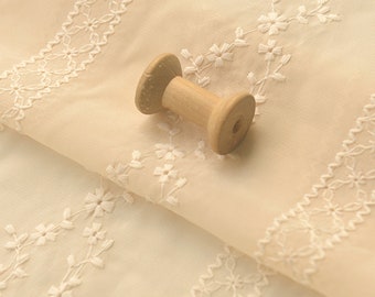 Floral Chiffon Fabric,Cream Fabric,Floral Fabric,Embroidered Fabric,Soft Fabric,Summer Dress Fabric,Fabric By 1/2 Yard,Chiffon Fabric