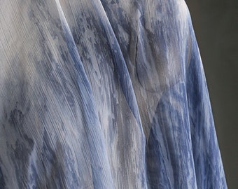 Tie Dye Chiffon Fabric,Chiffon Fabric,Tie Dye Fabric,Blue Chiffon Fabric,Printed Fabric,Soft Fabric,Summer Dress Fabric,Fabric By 1/2 Yard